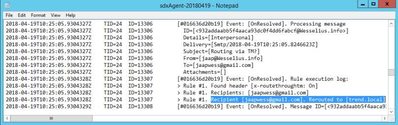 Message based routing X-header