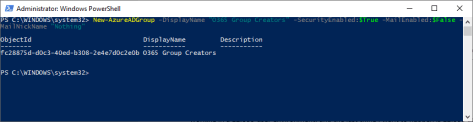 New-AzureADGroup
