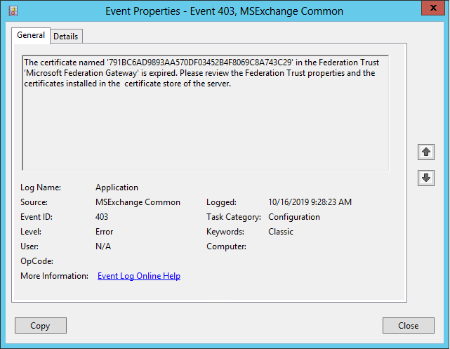 EventID 403 Certificate is expired