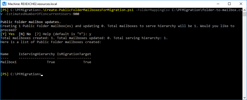 CreatePublicFolderMailboxesForMigration