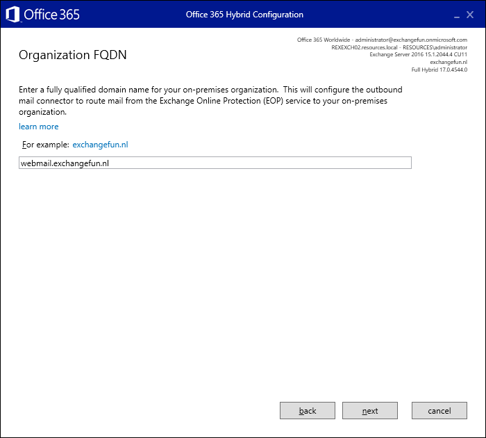 HCW Organization FQDN